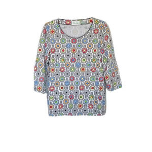 Shenanigan’s Colorful Geometric Design Cotton Blend 3/4 Sleeve Blouse Women’s XL